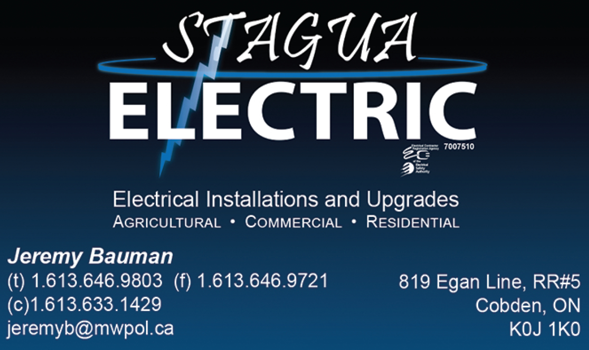 Stagua Electric Cobden (613)646-9803