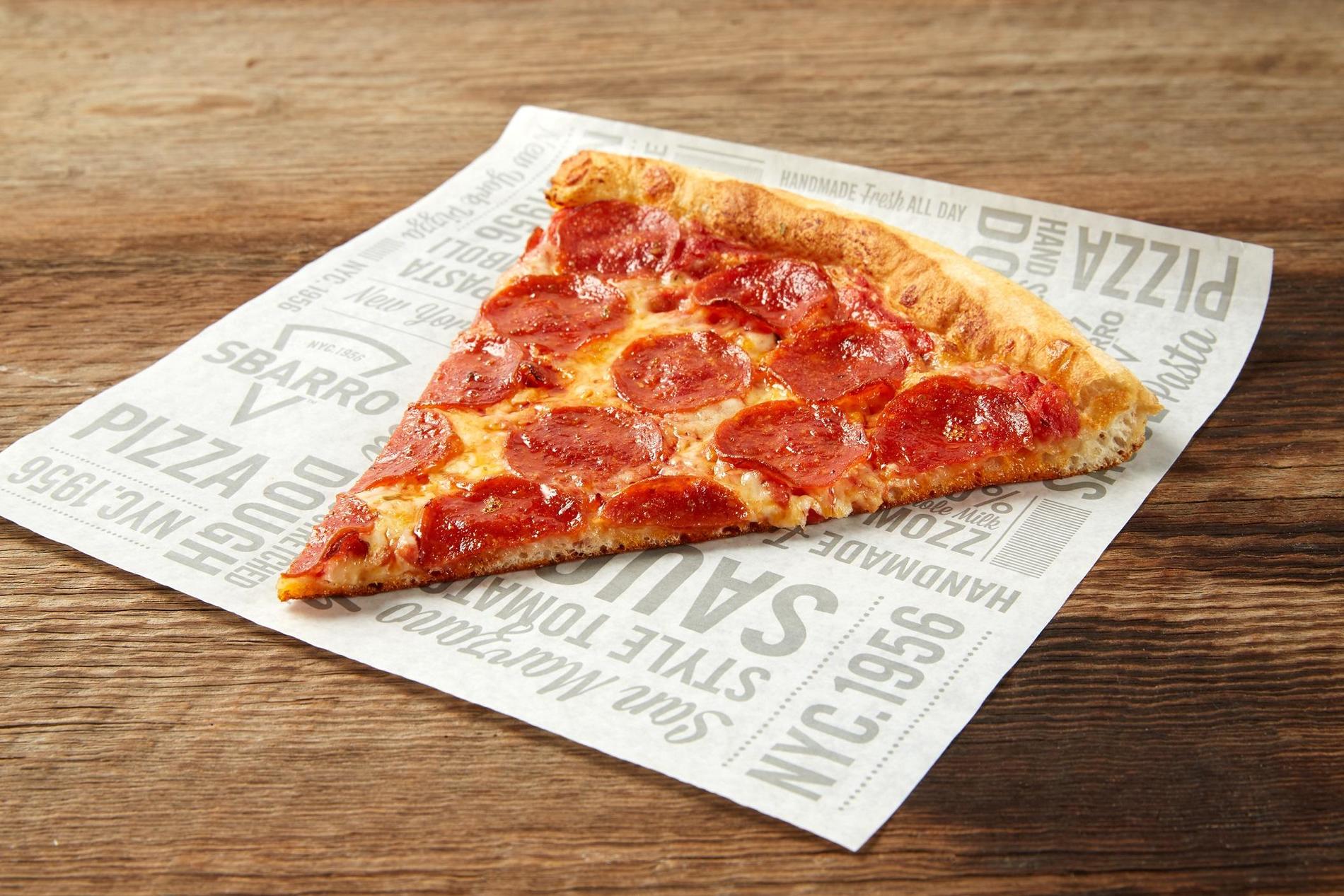 Sbarro serves the Original XL New York style pizza slices hand-made fresh daily.  