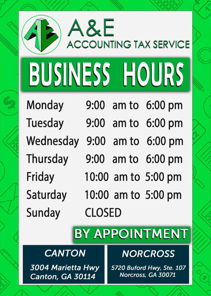 A&E Accounting Tax Service - Canton, GA 30114 - (770)704-9906 | ShowMeLocal.com