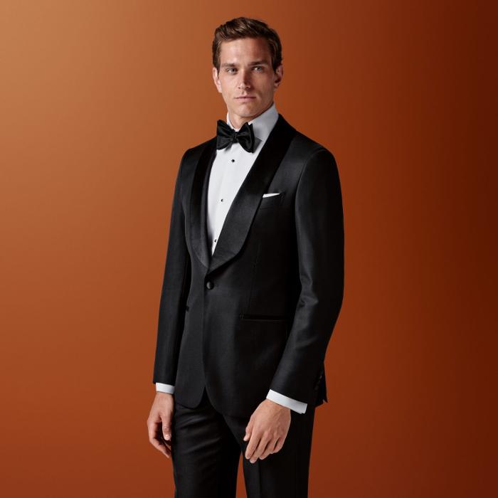 Black Tailored Fit Havana Tuxedo.  All Season Pure S110's Wool
