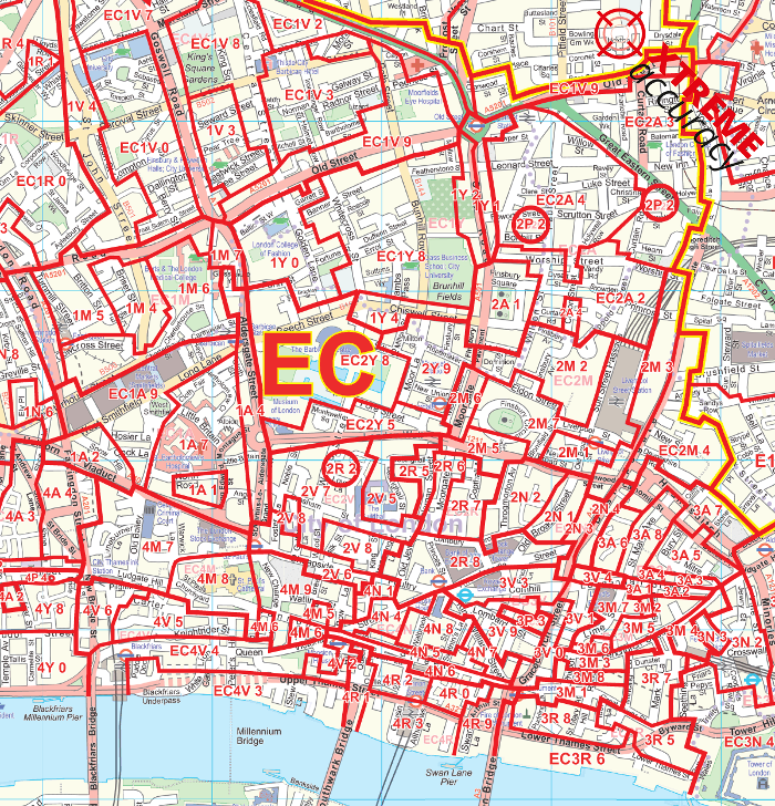 Postcode Sector Map - London