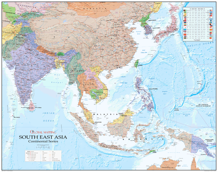 South East Asia wall map