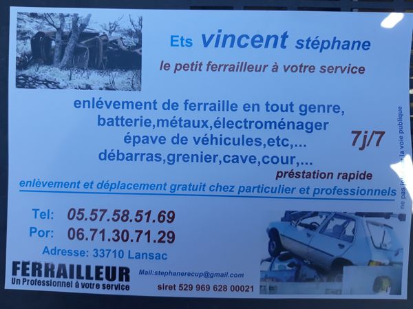 Vincent Stéphane récupération, traitement de déchets divers