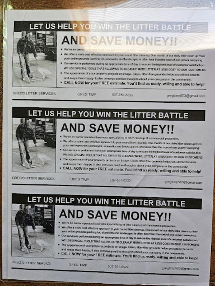 Greg's Parking Lot Litter Services - Rochester, MN