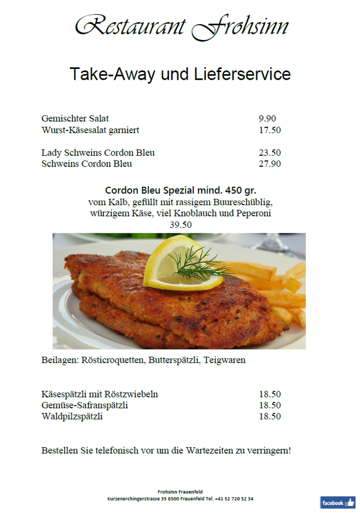 Restaurant, Catering & Apéro`s Frohsinn Frauenfeld, Kurzenerchingerstrasse in Frauenfeld