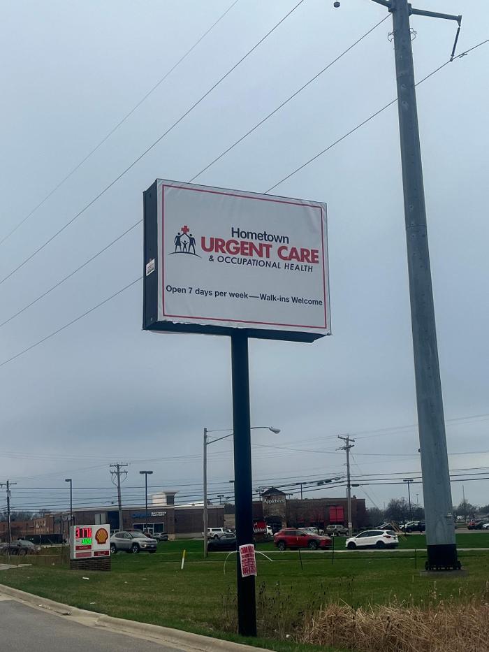 Outside Sign for Hometown Urgent Care & Occupational Health in Lorain, Ohio.