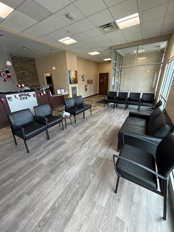 Waiting room in Hometown Urgent Care & Occupational Health in Lorain, Ohio.