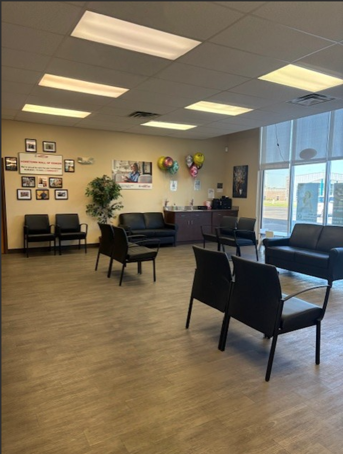 Waiting room inside Hometown Urgent Care & Occupational Health in Huber Heights, Ohio.