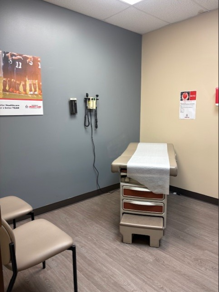 Exam room inside Hometown Urgent Care & Occupational Health in Huber Heights, Ohio.