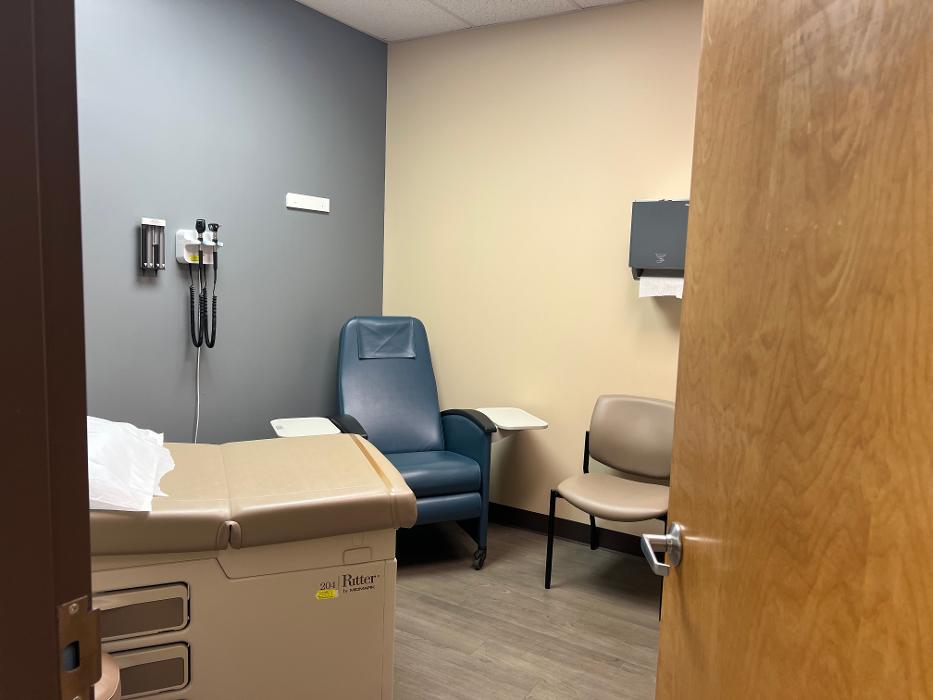 Exam room inside Hometown Urgent Care & Occupational Health in Huber Heights, Ohio.