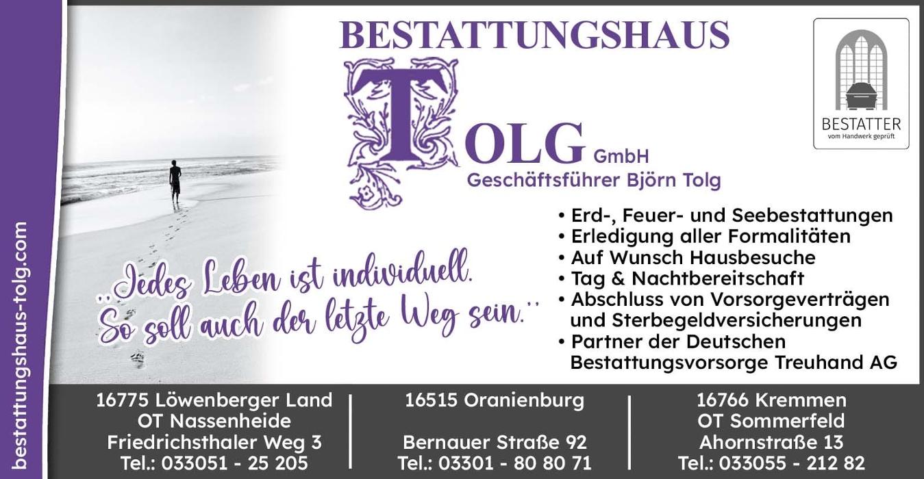 Bestattungshaus Tolg GmbH, Geschäftsführer Björn Tolg in Oranienburg