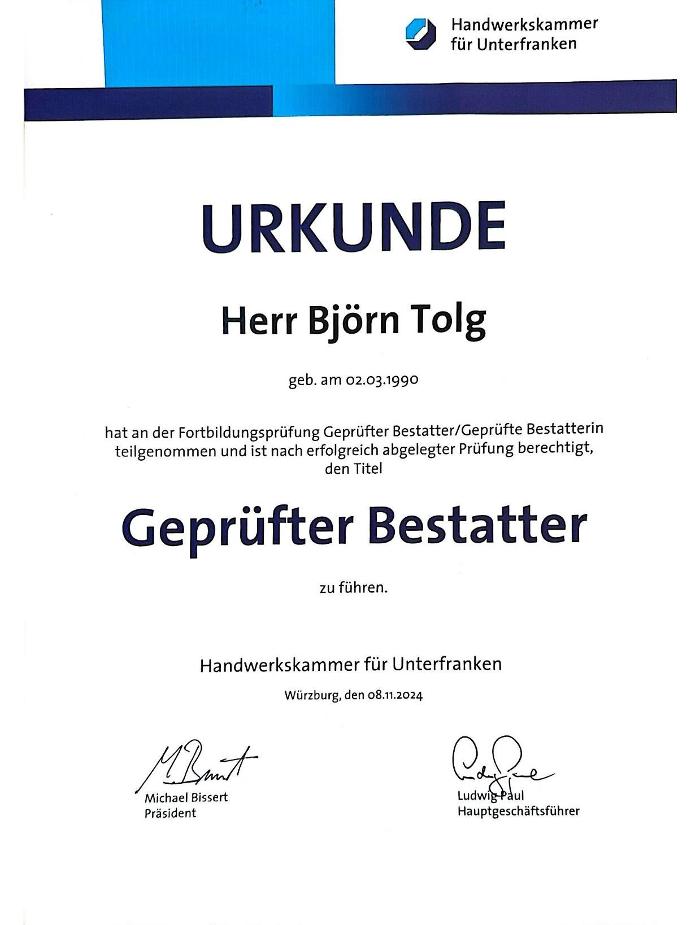 Bestattungshaus Tolg GmbH, Geschäftsführer Björn Tolg, Bernauer Straße in Oranienburg