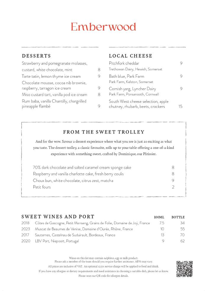 Emberwood Desserts Menu