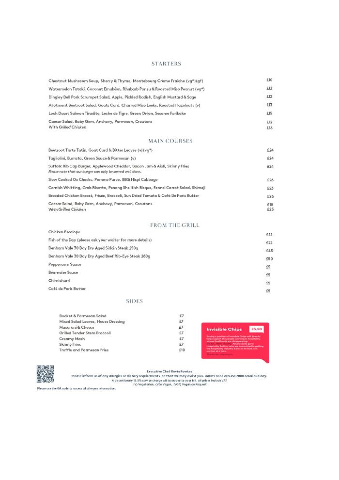 A la carte menu page 2