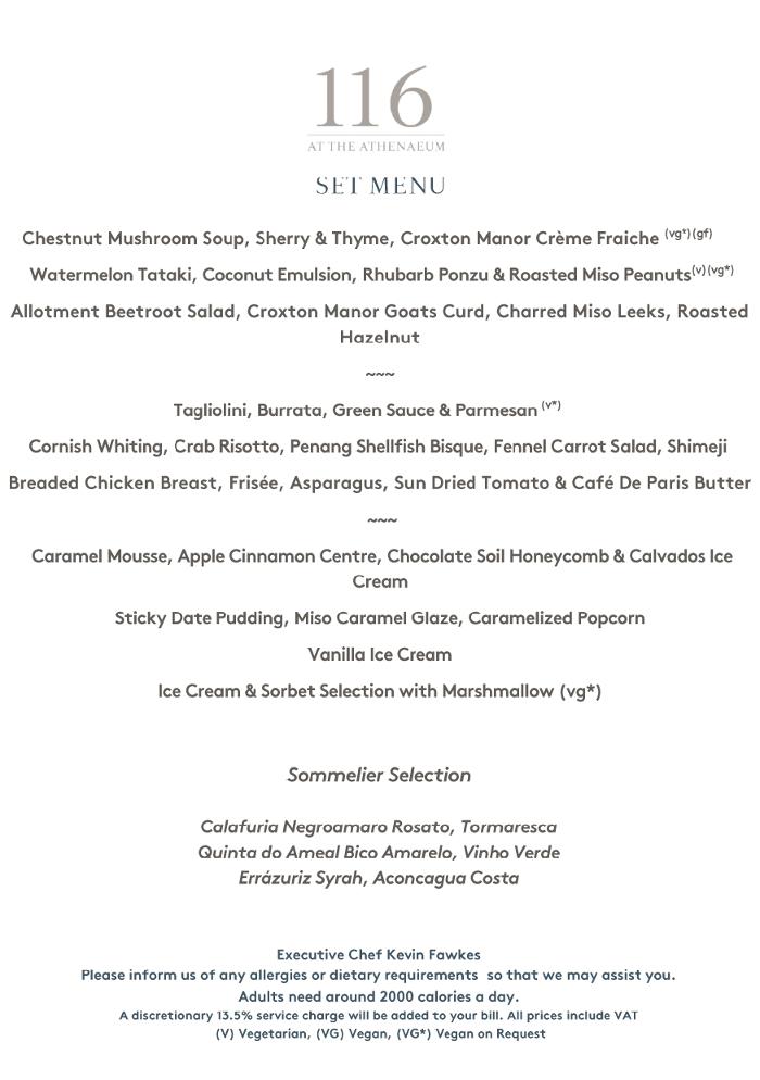 Summer set menu