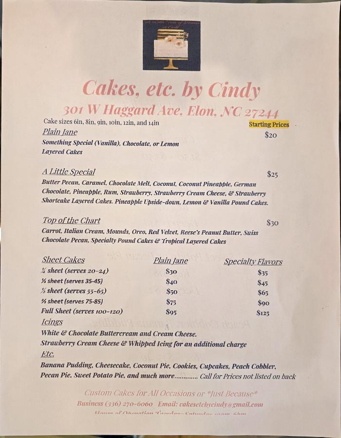 Cakes, etc by Cindy - Elon, NC
