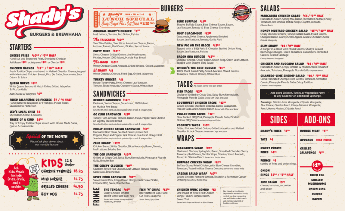 Shady's Burgers & Brewhaha Image