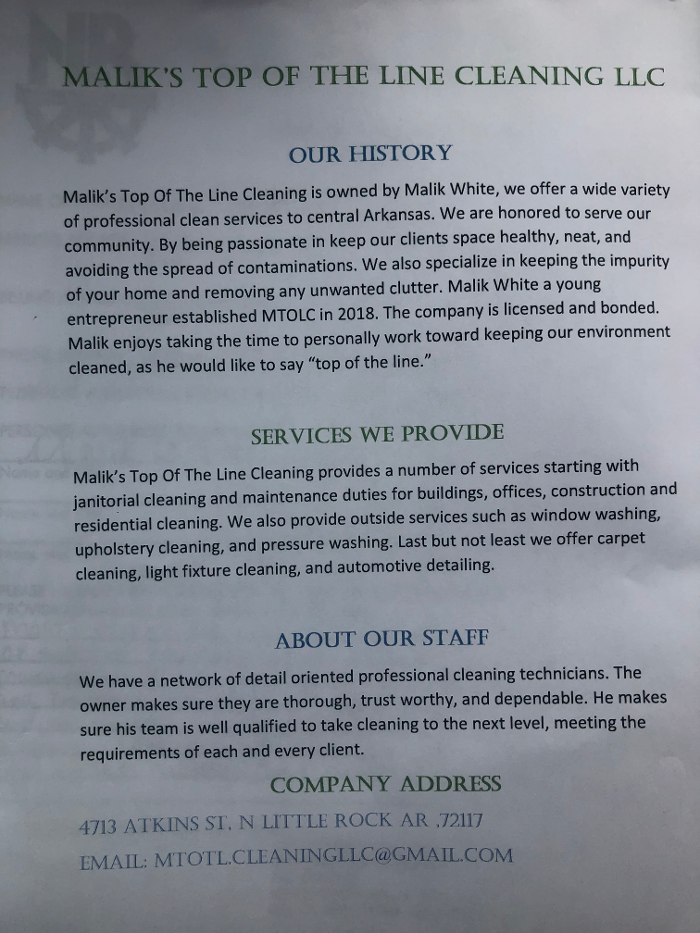 Maliks Top Of The Line Cleaning LLC - North Little Rock, AR