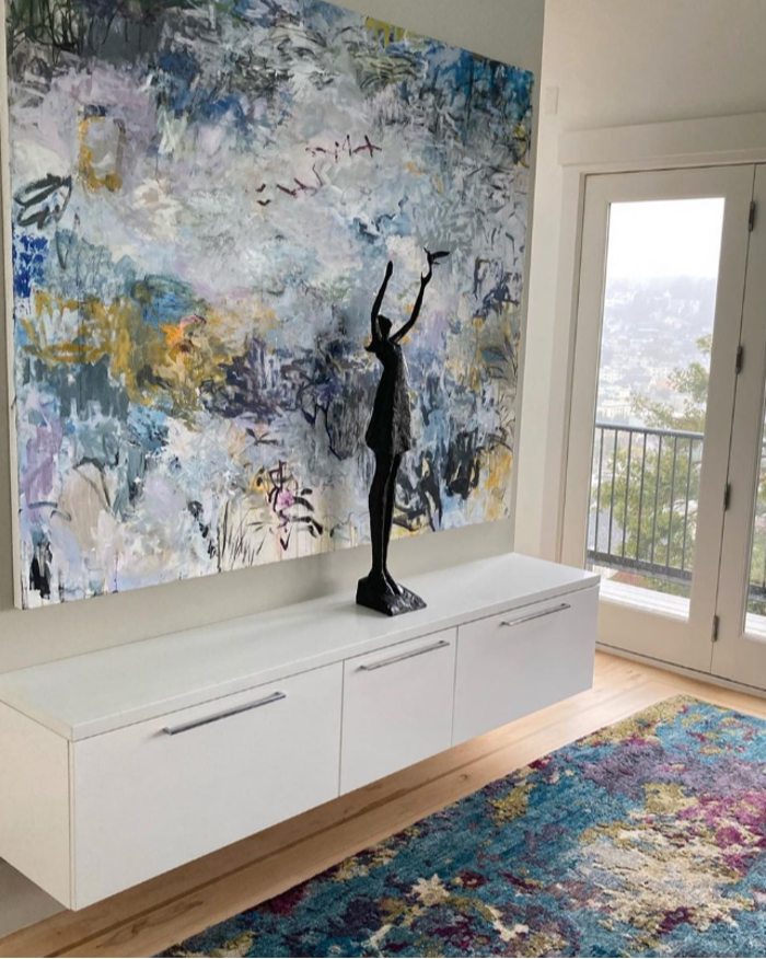 Design Details transitional space in the Bay Area blends curated art, bespoke cabinetry, and refined finishesinterior design where architecture and art converge.