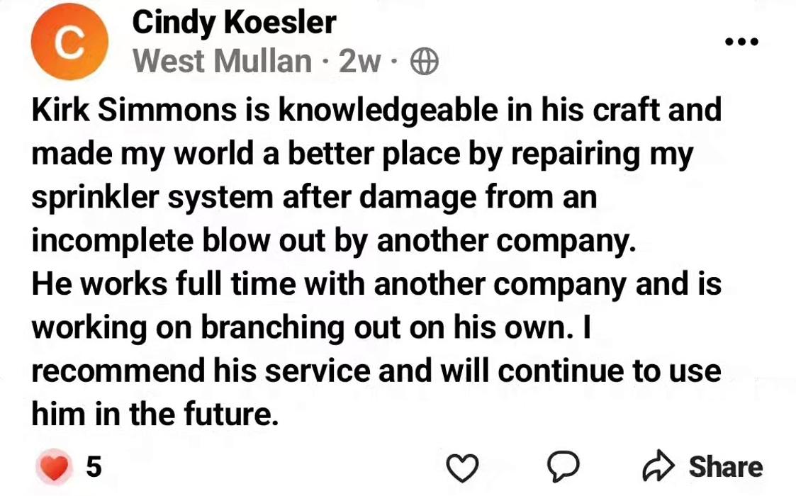 Simmons Sprinkler Service - Lolo, MT