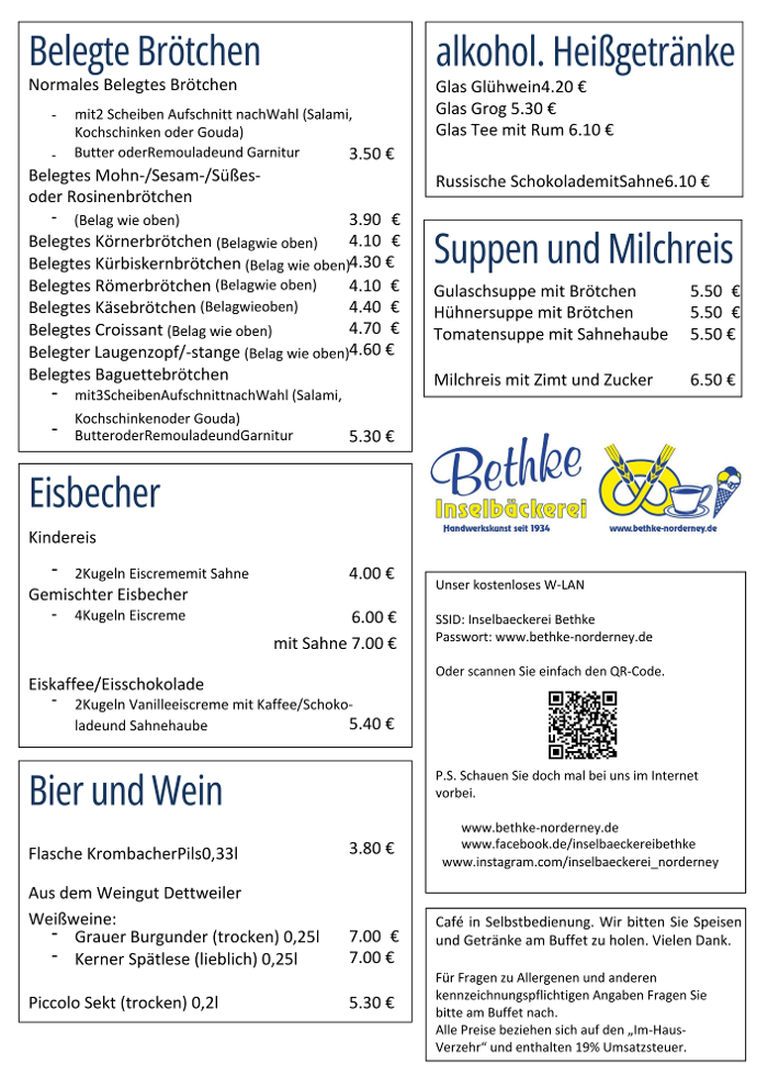 Inselbäckerei Bethke GmbH & Co. KG, Winterstraße in Norderney