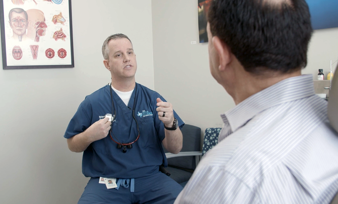 Richard Thrasher, MD, discussing Inspire Sleep Apnea Therapy with a patient