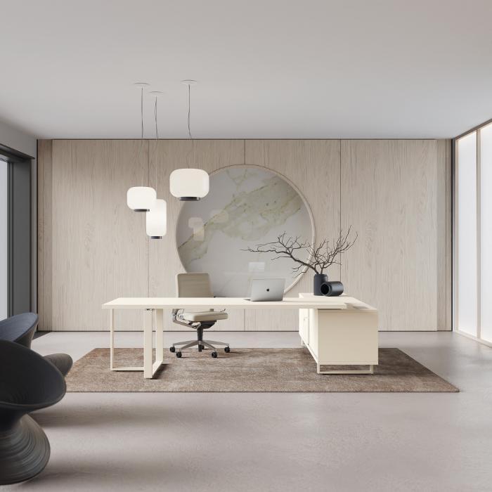 Romilda 2 - Executive Desk with T Shaped Leg with Optional Credenza Unit