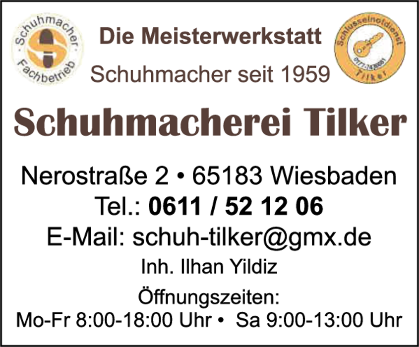 Schuhmacherei Tilker, Nerostraße in Wiesbaden