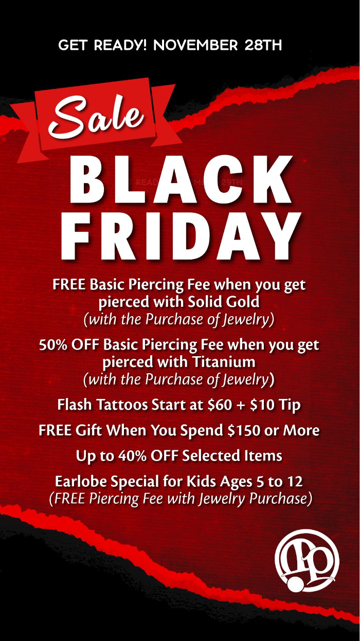 Black Friday at Master Pierce Wellington FL, BEST PIERING DEALS FOR THIS BLACK FRIDAY! 