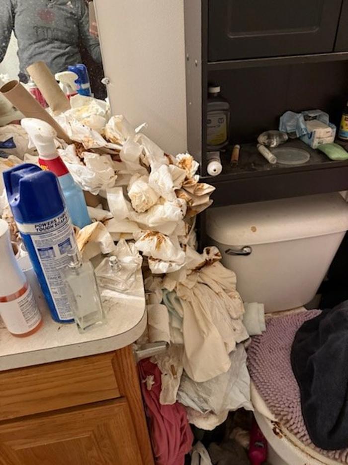 Same feces covered bathroom before.