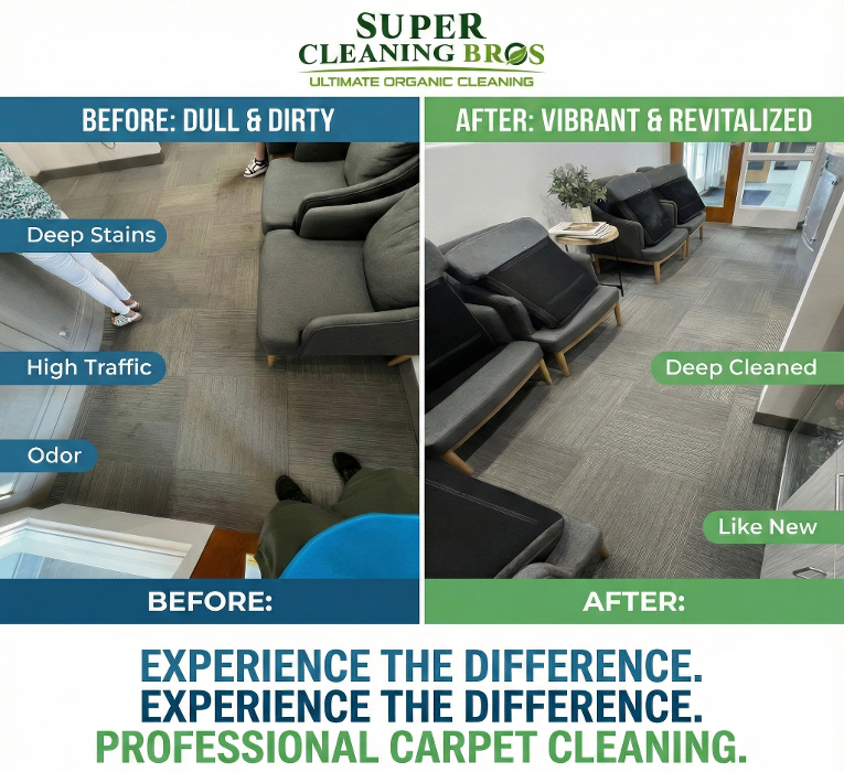 Here is one of our commercial cleanings and a waiting office. Results. You can notice.