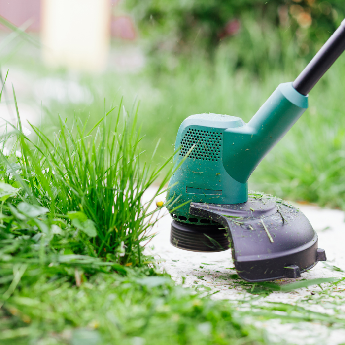 Example of professional strimming work to tidy lawn edges and overgrown grass. Shows the level of lawn edging and detail work Pristine Landscapes provides across Leicester.