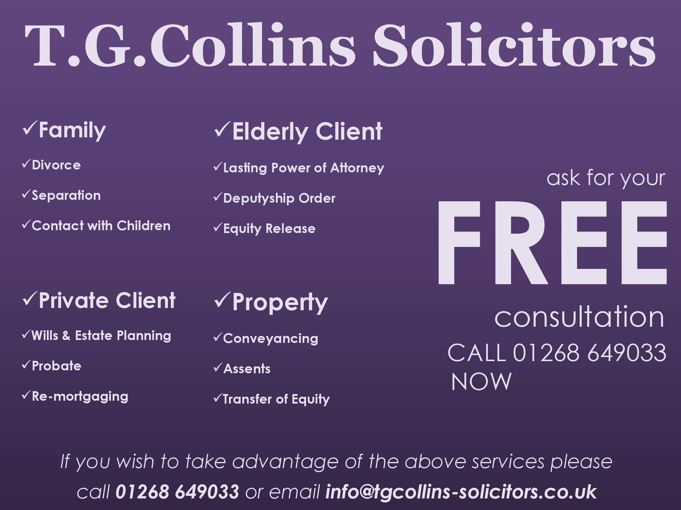 T.G.Collins Solicitors - Benfleet, Essex SS7 5LD - 01268 649033 | ShowMeLocal.com