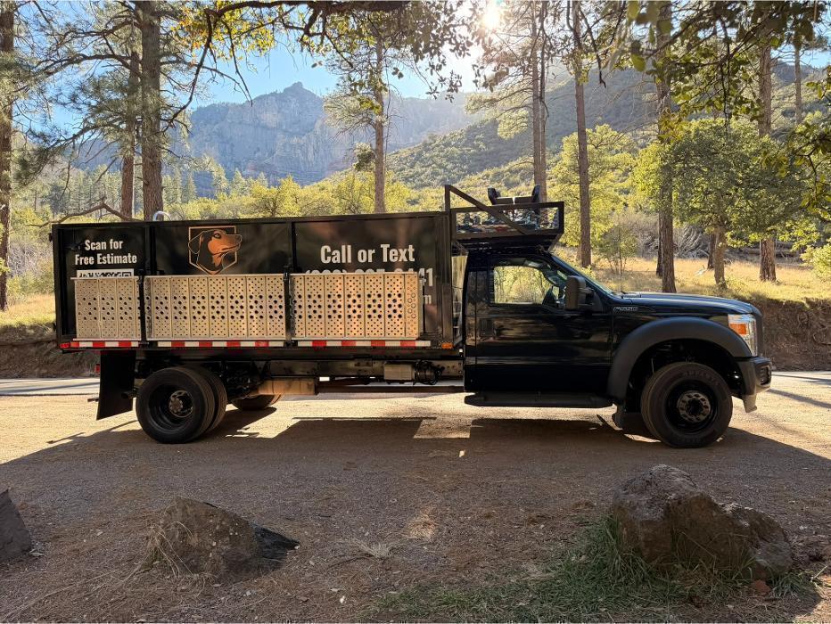 Our F-550 with Sedona's mountains in the background. Not a bad office view.