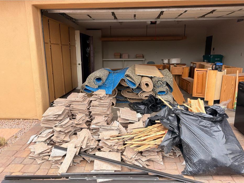 Photo of before junk removal cleanup for a home remodeling project.