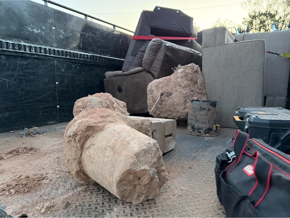 Concrete block piers in the back of our Ford F550 dump truck.