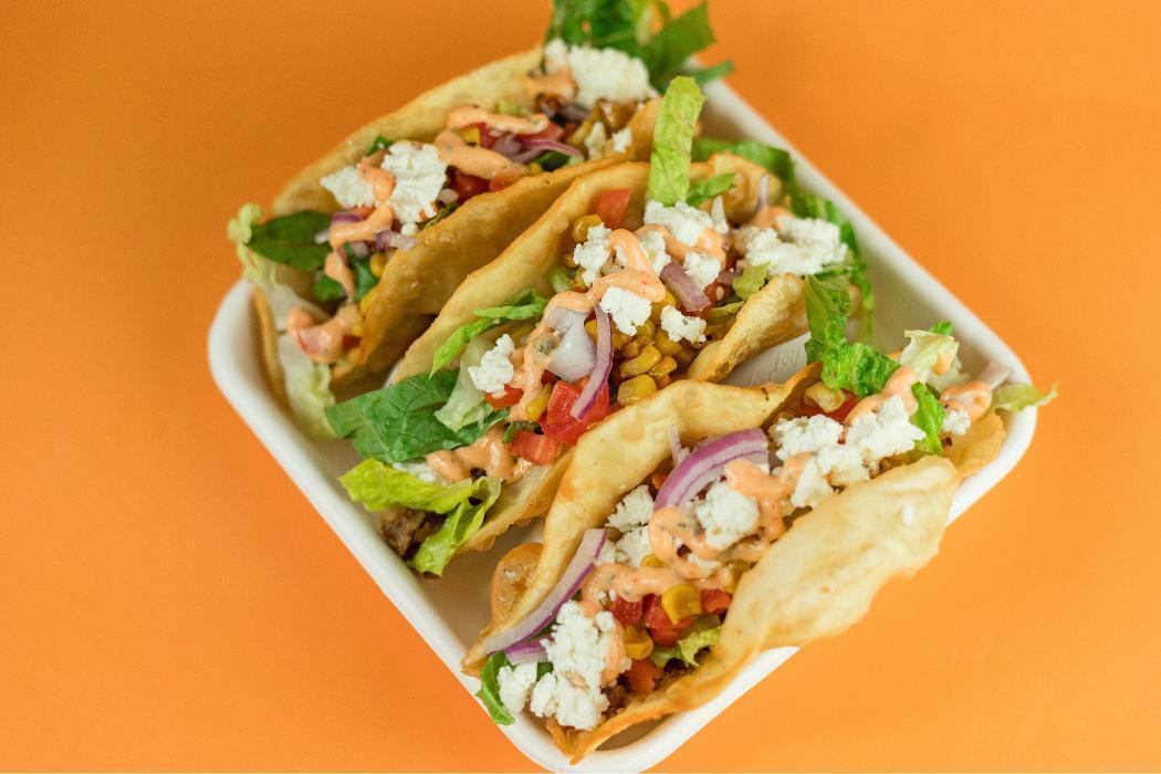 Puffy Pitas at Santorini's Farmington: Three deep fried pitas with gyro or chicken, feta, and corn. Unique and flavorful!