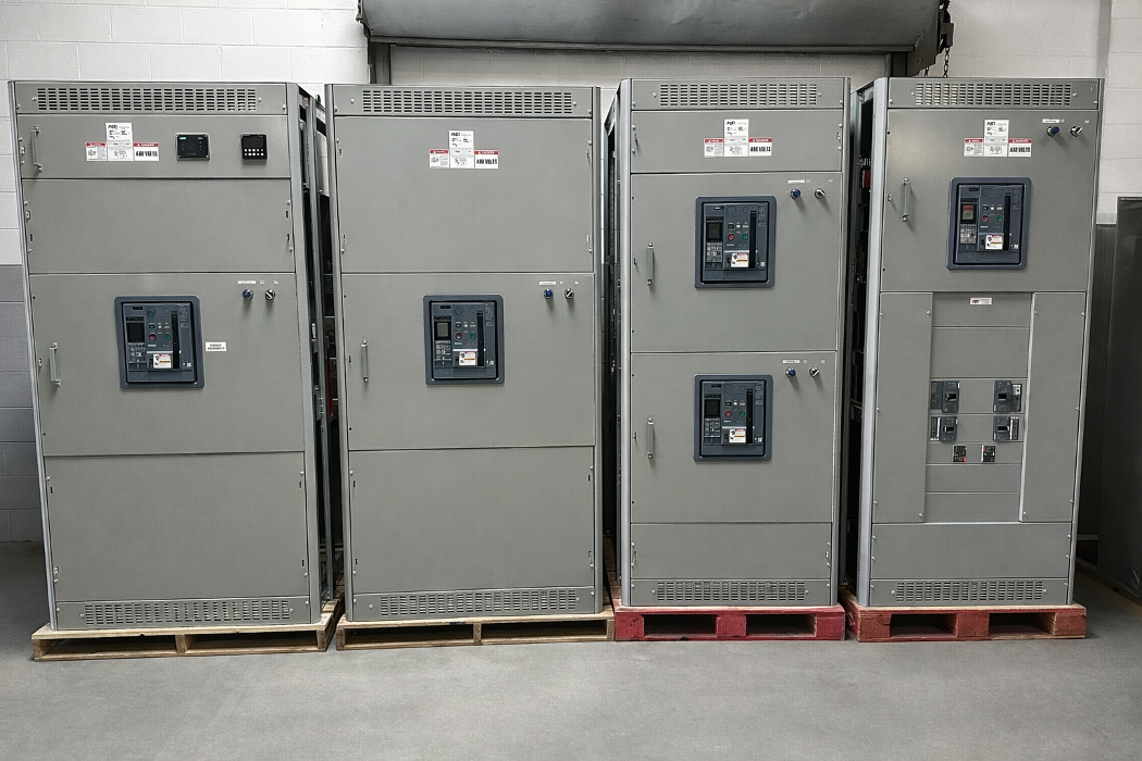 Freestanding switchgear units on pallets