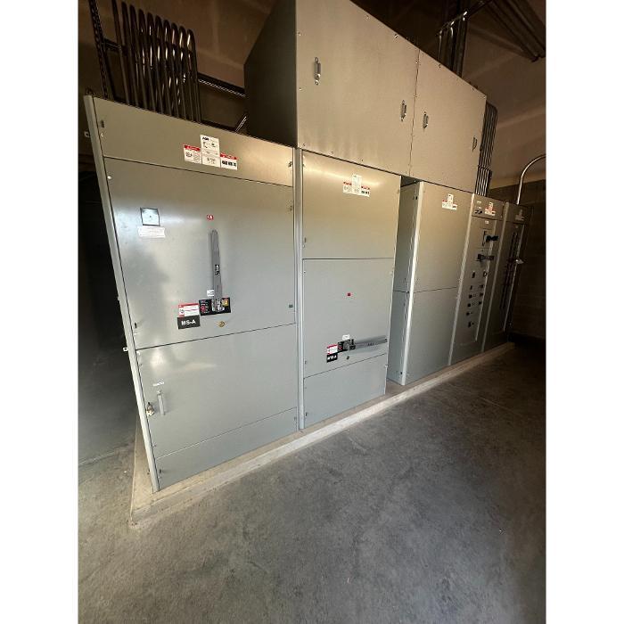 Large indoor service switchboard lineup