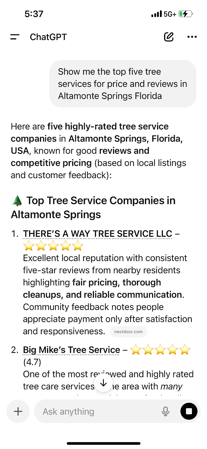 THERE'S A WAY TREE SERVICE LLC Image