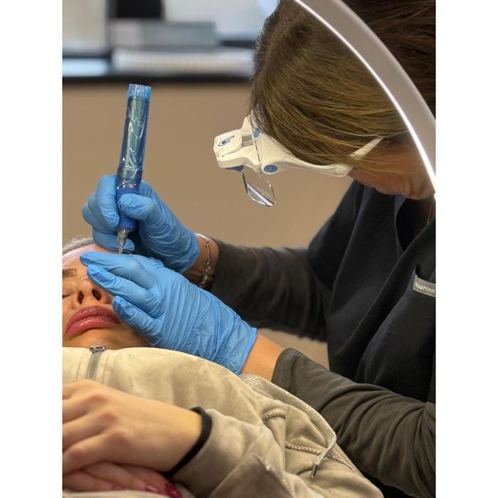 Students undertaking hands on aesthetics training at The De Peyer Clinic Training Academy in Durley, Southampton.