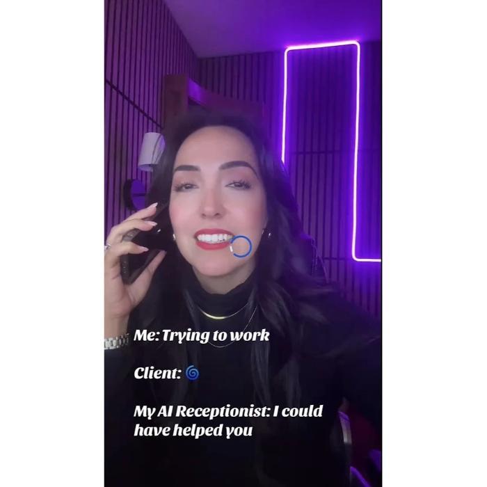 Ada demonstrating the AI receptionist. 