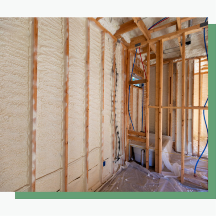 Completed attic insulation with professional spray foam: uniform white or beige closed-cell foam filling every gap, joist bay, and corner, providing superior R-value, moisture resistance, and soundproofing compared to traditional materials.