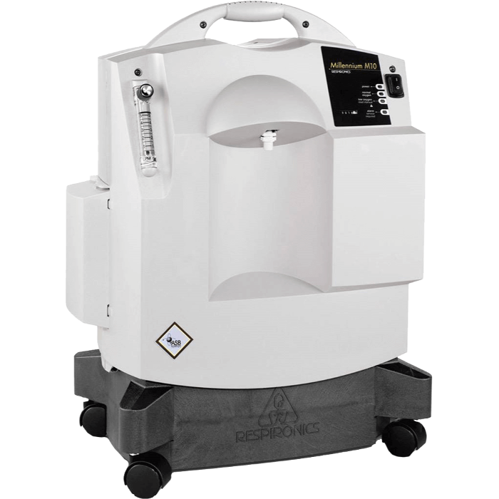 A larger view of the oxygen concentrator, highlighting the medical equipment Alpine Oxygen provides for delivery and rental.