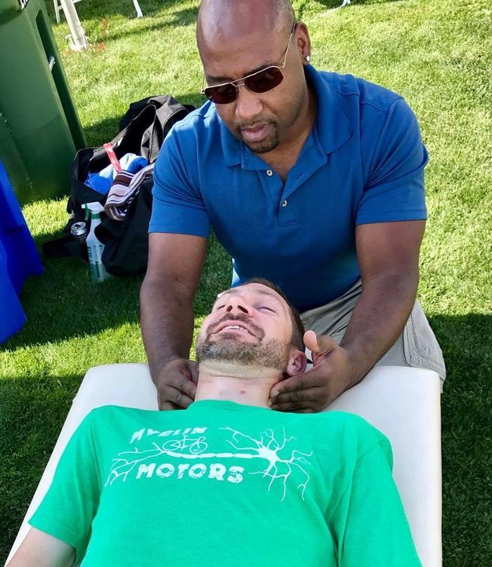 Post event sports therapy to decrease recovery time, alleviate soreness and pain.