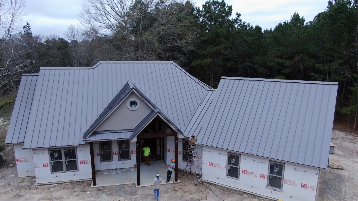 New house with a new metal roof in lufkin texas