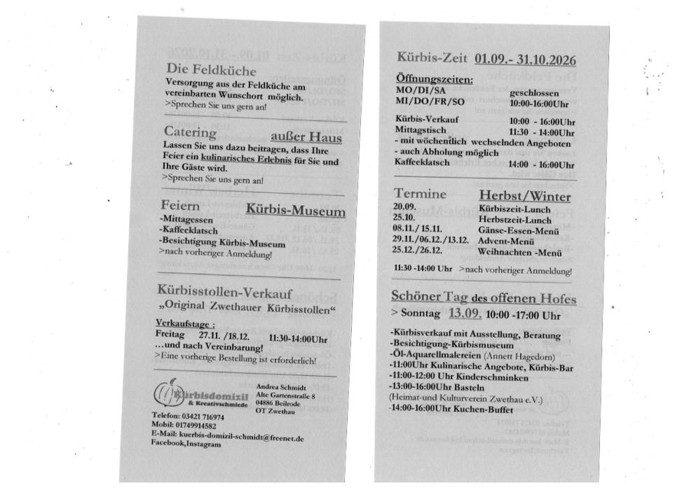 Kürbisdomizil & Kreativschmiede Andrea Schmidt, Alte Gartenstraße in Beilrode