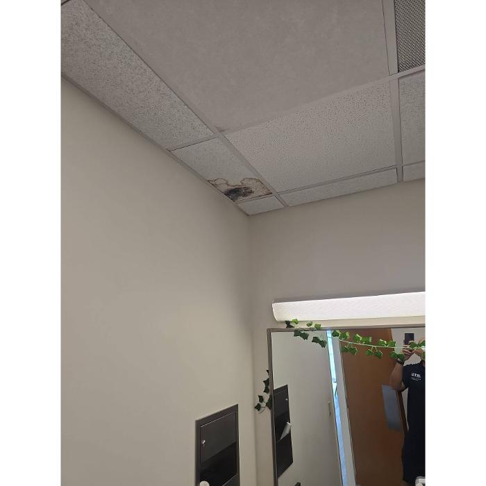 Interior ceiling area showing visible staining or damage that may indicate moisture intrusion or indoor environmental concerns.