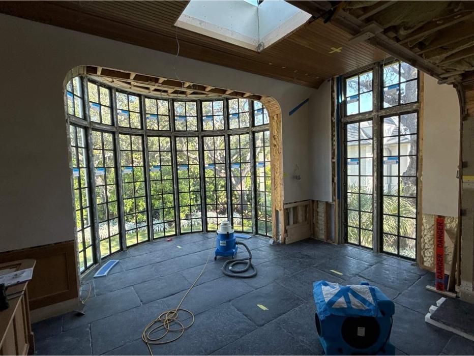 Open interior space is being evaluated for indoor air quality, moisture issues, or post-damage environmental conditions.