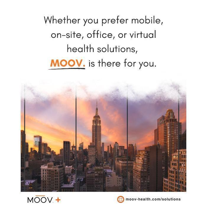 Whether you prefer mobile, on-site, office, or virtual health solutions, Moov. is there for you.